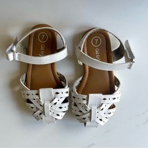 Little Girls Sandals White Genuine Leather Size 7